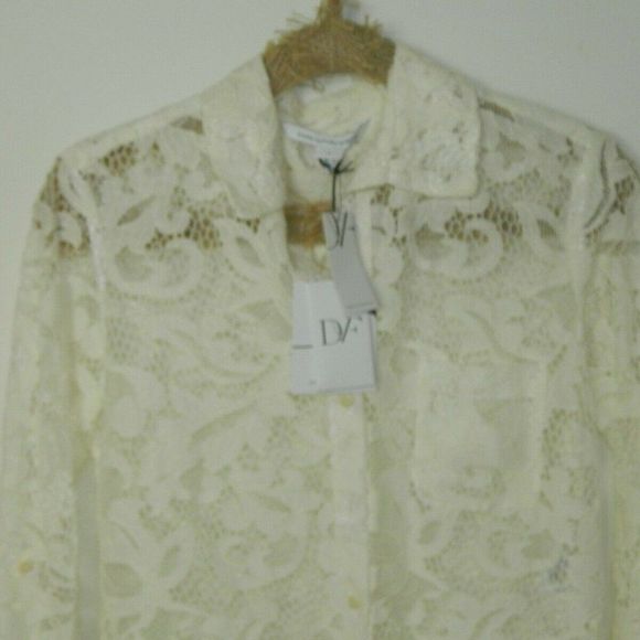 Diane Von Furstenberg Lorelei Two Bloom Lace White - Picture 8 of 10